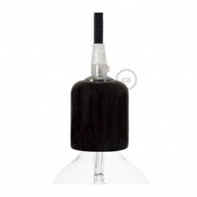 Kit lamphållare E27 i keramik svart