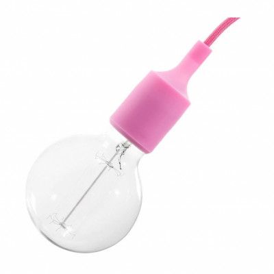 Kit lamphållare E27 i silikon rosa