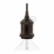 Kit vintage lamphållare E27 i aluminium pärlsvart