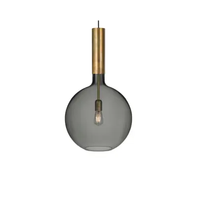 Konsthantverk Rosdala XL taklampa, råmässing/rökfärgat glas 40cm
