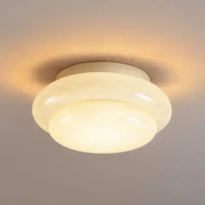 Leilani taklampa, gul, E27, Ø 35 cm, glas – Lucande - Vardagsrum - Design - Med en ljuskälla