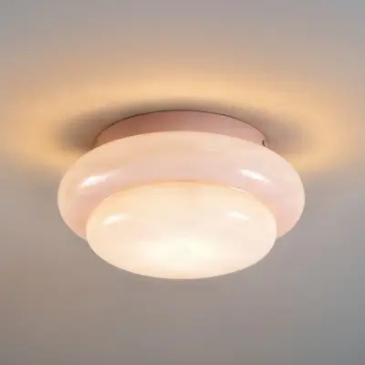 Leilani taklampa, rosa, E27, Ø 35 cm, glas – Lucande - Vardagsrum - Design - Med en ljuskälla