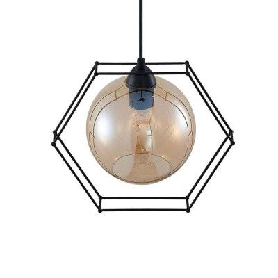 Lindby - Dajanira Taklampa Amber/Black