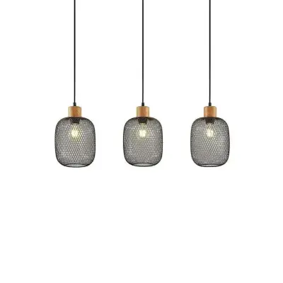 Lindby - Djuna 3 Taklampa Black/Wood