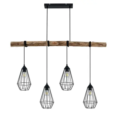 Lindby - Eldarion 4 Taklampa Black/Wood