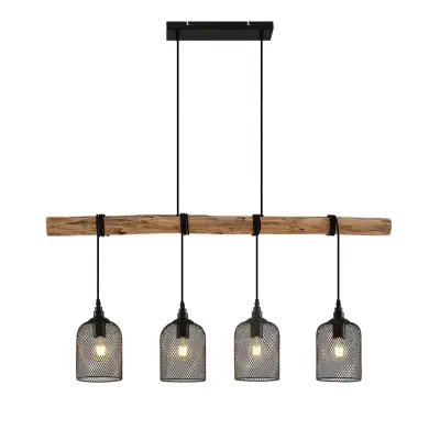 Lindby - Elrond 4 Taklampa Black/Wood