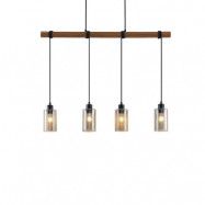 Lindby - Emavi Taklampa Black/Smoke/Wood