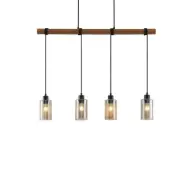Lindby - Emavi Taklampa Black/Smoke/Wood
