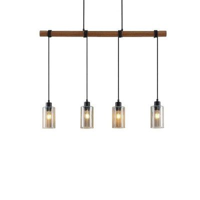 Lindby - Emavi Taklampa Black/Smoke/Wood