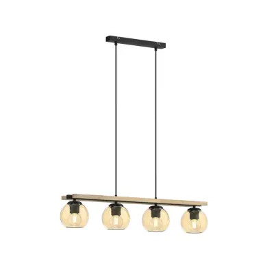 Lindby - Enrique Taklampa Amber/Black/Oak