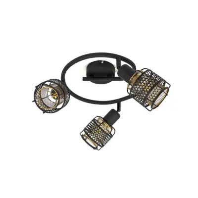 Lindby - Eudoria 3 Round Plafond Black/Gold