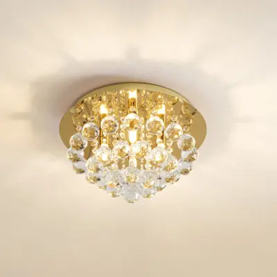 Gillion 4 taklampa Crystal/Gold – Lindby - Vardagsrum - Design - Kristall - Med flera ljuskällor