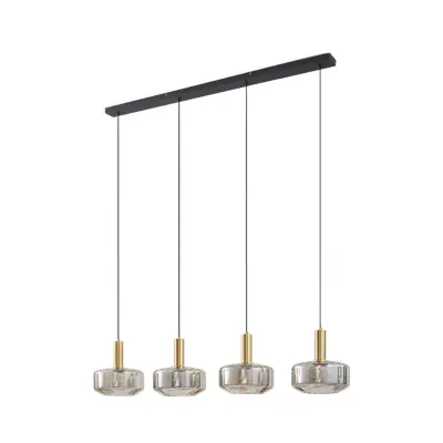 Lindby - Hildur 4 Taklampa 118cm Røyk Grå/Mässing