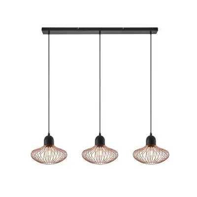 Lindby - Justinos 3 Taklampa Black/Copper
