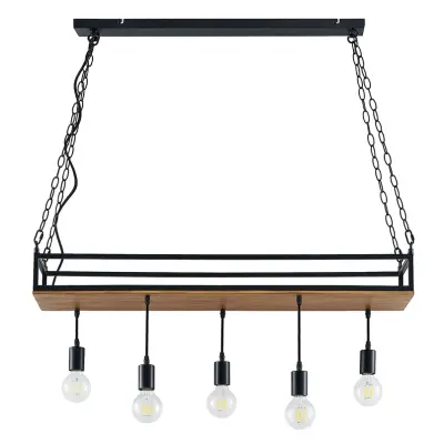 Lindby - Kirista 5 Taklampa  Wood/Black