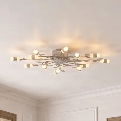 Lindby LED-taklampa Bolonia, mässing/vit, Ø 80 cm - Vardagsrum - Lantlig / rustik - Metall - Med flera ljuskällor