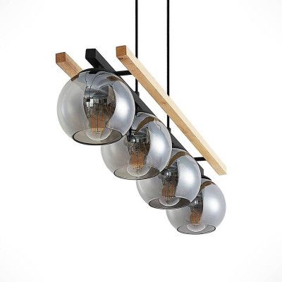 Lindby - Philika Taklampa Smoke/Wood/Black