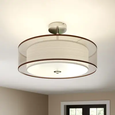Pikka LED-taklampa brun/vit – Lindby - Vardagsrum - Modern - Tyg / textil - Med avstånd