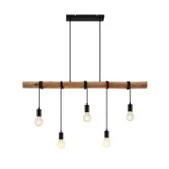 Lindby - Rom Taklampa Black/Wood