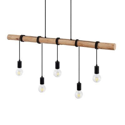 Lindby - Rom Taklampa Black/Wood