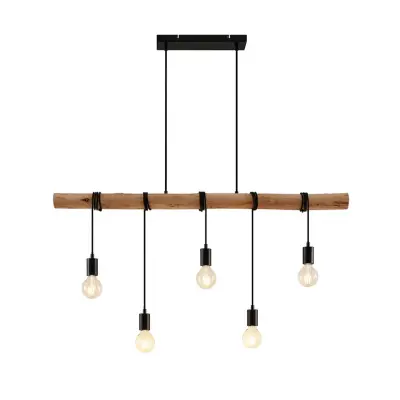 Lindby - Rom Taklampa Black/Wood