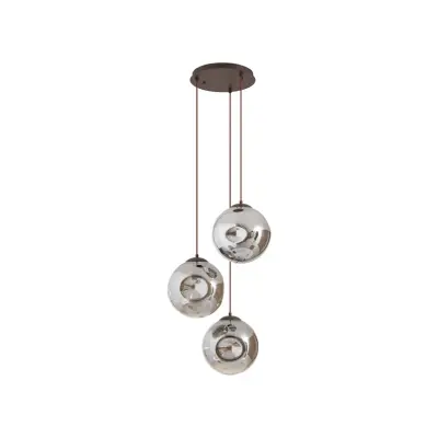 Lindby - Valentina 3 Round Taklampa Smoked Grey/Coffee