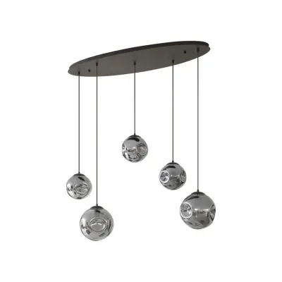 Lindby - Valentina 5 Oval Taklampa Smoked Grey/Coffee