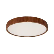 Lindby - Velua LED-taklampa, vit/mörkt trä, Ø 50 cm