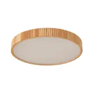 Lindby - Velua LED-taklampa, vit/trä, Ø 50 cm, CCT