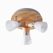 Lindby - Vivica taklampa, trä/krom, 3 lampor, Ø 26 cm