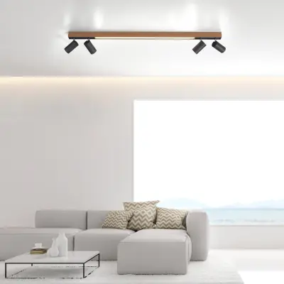 Lines LED-taklampa, 120 cm, ek/grafit – PURE PURE Lines Spot - Vardagsrum - Metall - Med flera ljuskällor
