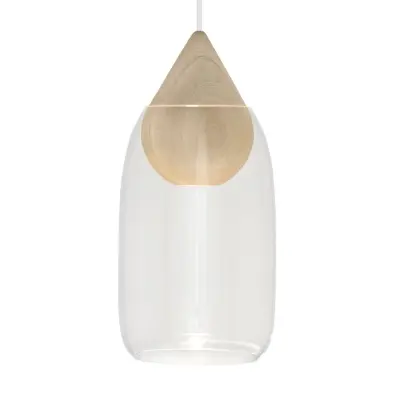 Liuku Taklampa Drop Transparent - Mater Liuku Drop - Vardagsrum - Design - Trä - Med en ljuskälla