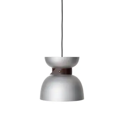 Liv taklampa, råaluminium/läder 30cm