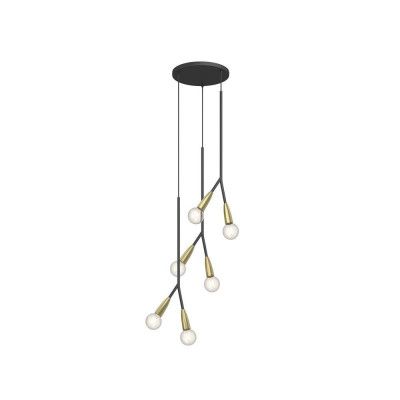 Lucande - Carlea 6 Cluster Taklampa Black/Brass