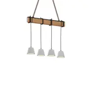 Lucande - Hakona 4 Taklampa Concrete/Wood