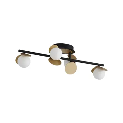 Lucande - Pallo 4 LED Plafond Svart/Guld