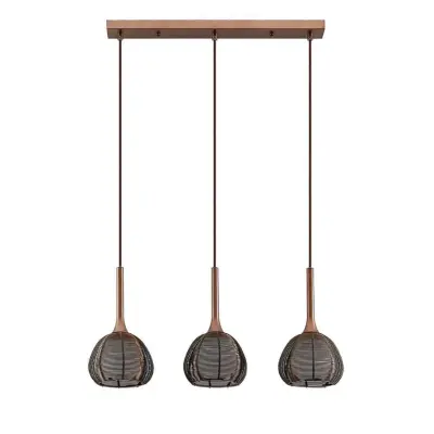 Lucande - Tetira 3 Long Taklampa Brown