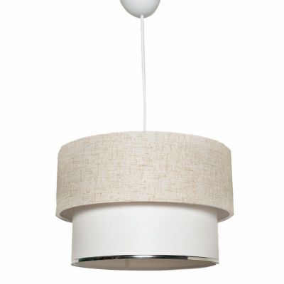 LUMI Corbeu taklampa, rund - grädde och vit bomull (Ø30)