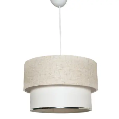 LUMI Corbeu taklampa, rund - grädde och vit bomull (Ø30)