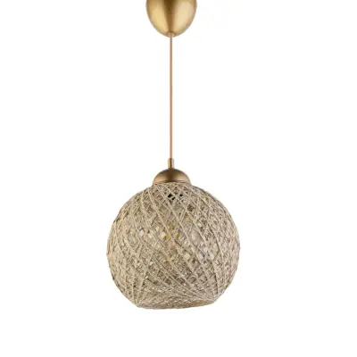 LUMI DL350 taklampa, rund - silver bomull och guldplast (Ø22)