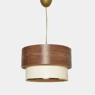 LUMI TM123 taklampa - krämfärgad tyg och brun plast