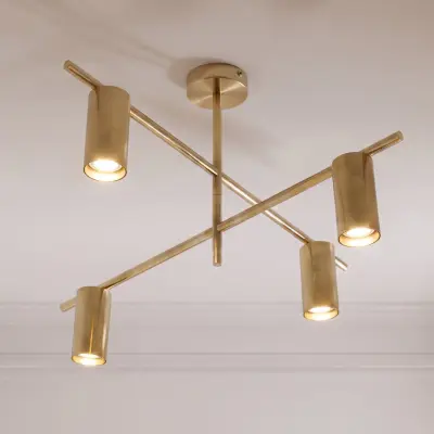 Marilou taklampa, 4 lampor, mässing, Ø 70 cm – Lindby - Vardagsrum - Modern - Metall - Med flera ljuskällor