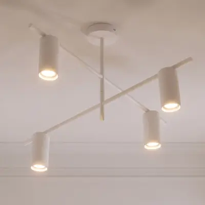 Marilou taklampa, 4 lampor, vit, Ø 70 cm – Lindby - Vardagsrum - Modern - Metall - Med flera ljuskällor
