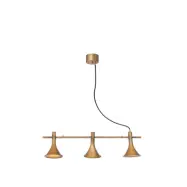 Megafon taklampa 3 rak, råmässing 77cm