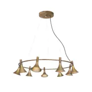 Megafon taklampa 9 rund, råmässing 90cm