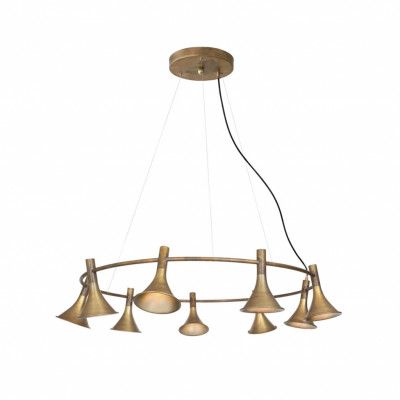 Megafon taklampa 9 rund, råmässing 90cm