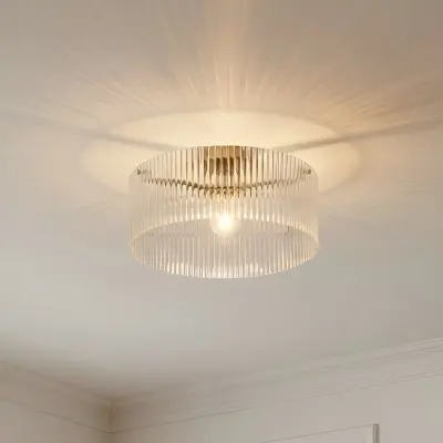 Meritt taklampa, mässing/klar, Ø 40 cm, glas Lucande - Vardagsrum - Modern - Med en ljuskälla
