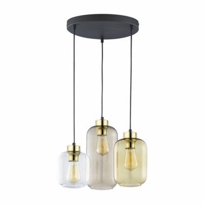 MICADONI Lumos taklampa - flerfärgat glas och guld/svart metall