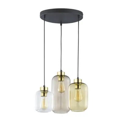 MICADONI Lumos taklampa - flerfärgat glas och guld/svart metall