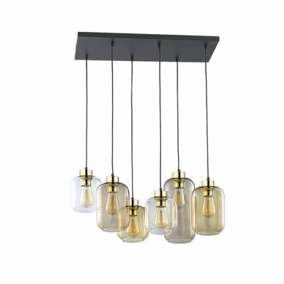 MICADONI Lumos taklampa - flerfärgat glas och guld/svart metall